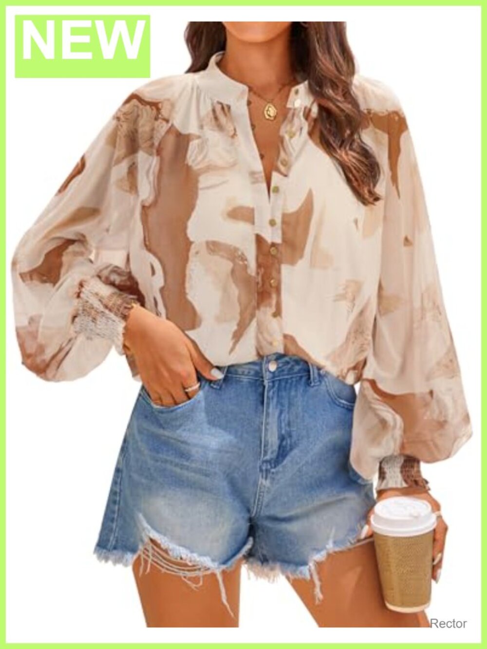 Womens Floral Print Button Down Blouse Long Sleeve Boho Top